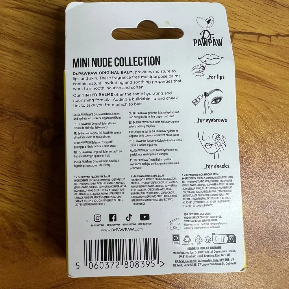 Dr. PAWPAW Mini Nude Collection Multipurpose Balm Lips Cheeks 3 Pack NEW‎